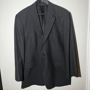 Men's Brooks Brothers 346 Stretch Charcoal Gray Pinstripe 43R Blazer Suit Jacket